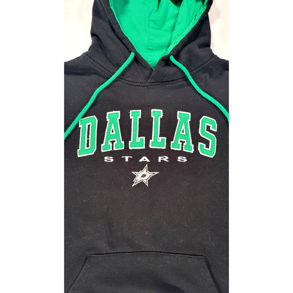 Dallas Stars NHL Hoodie Men's Small Pullover Black Green Drawstring Hood - Picture 3 of 9